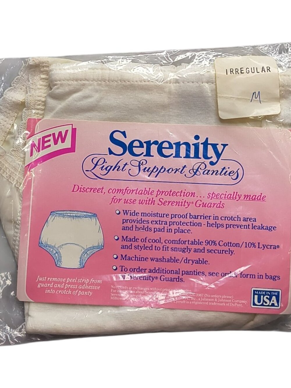 Vintage Serenity Light Support Panty 1992 Womens Medium White Cotton Lycra